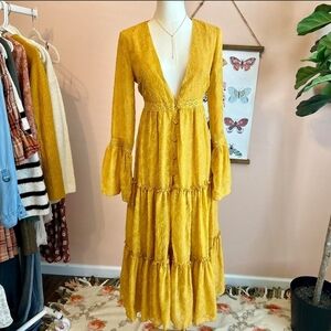 Chic Mustard Long Sleeve Maxi Dress